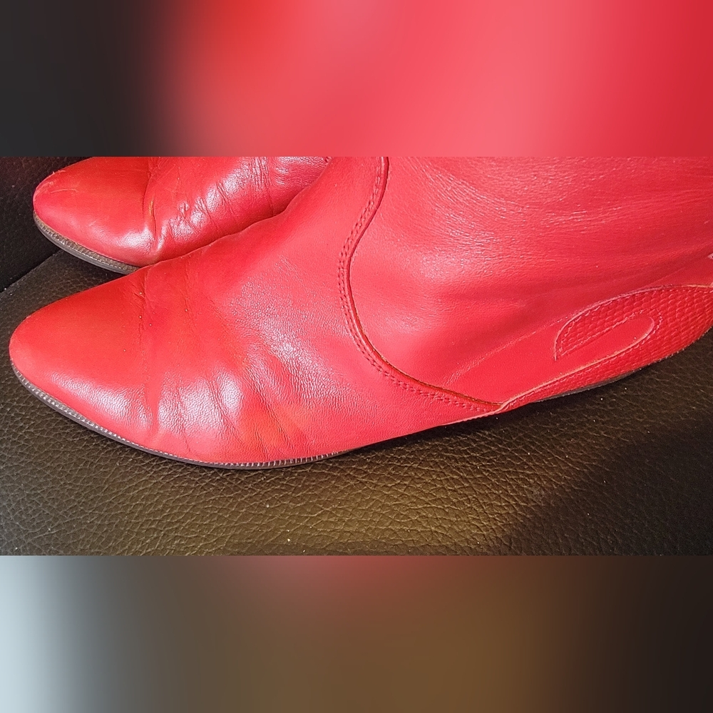 Vintage Red Leather Calf Pull-On Boots 9 - Picture 3 of 14